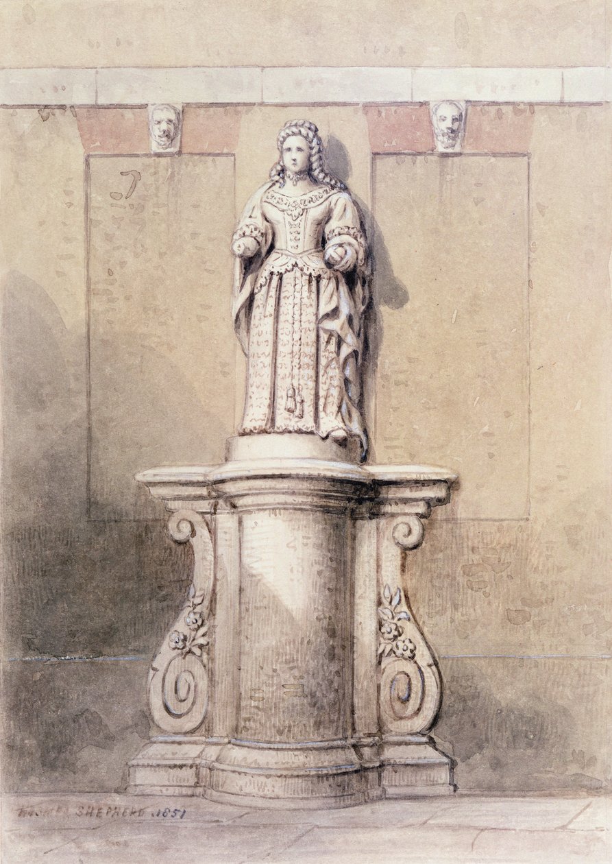 Statua królowej Anny na wschodnim krańcu Queen Square, 1851 autorstwa Thomas Hosmer Shepherd