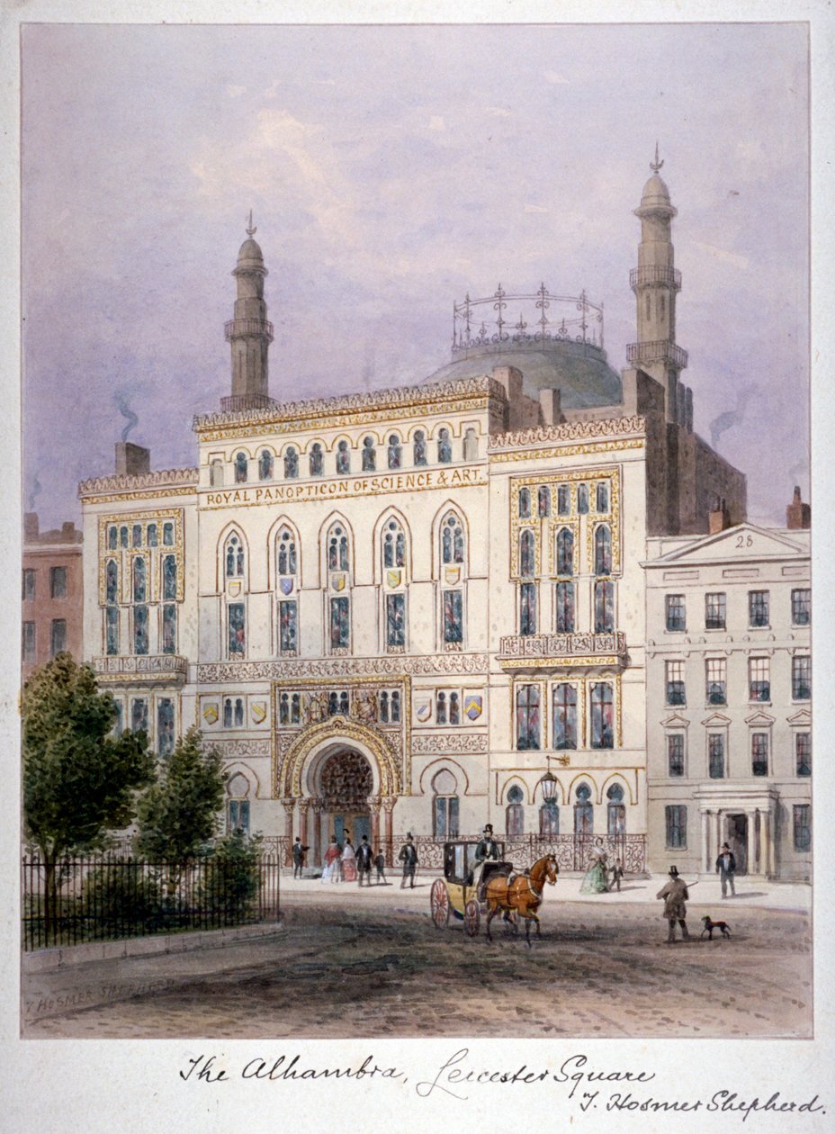 Alhambra, Leicester Square, Westminster, Londyn, c1858 autorstwa Thomas Hosmer Shepherd