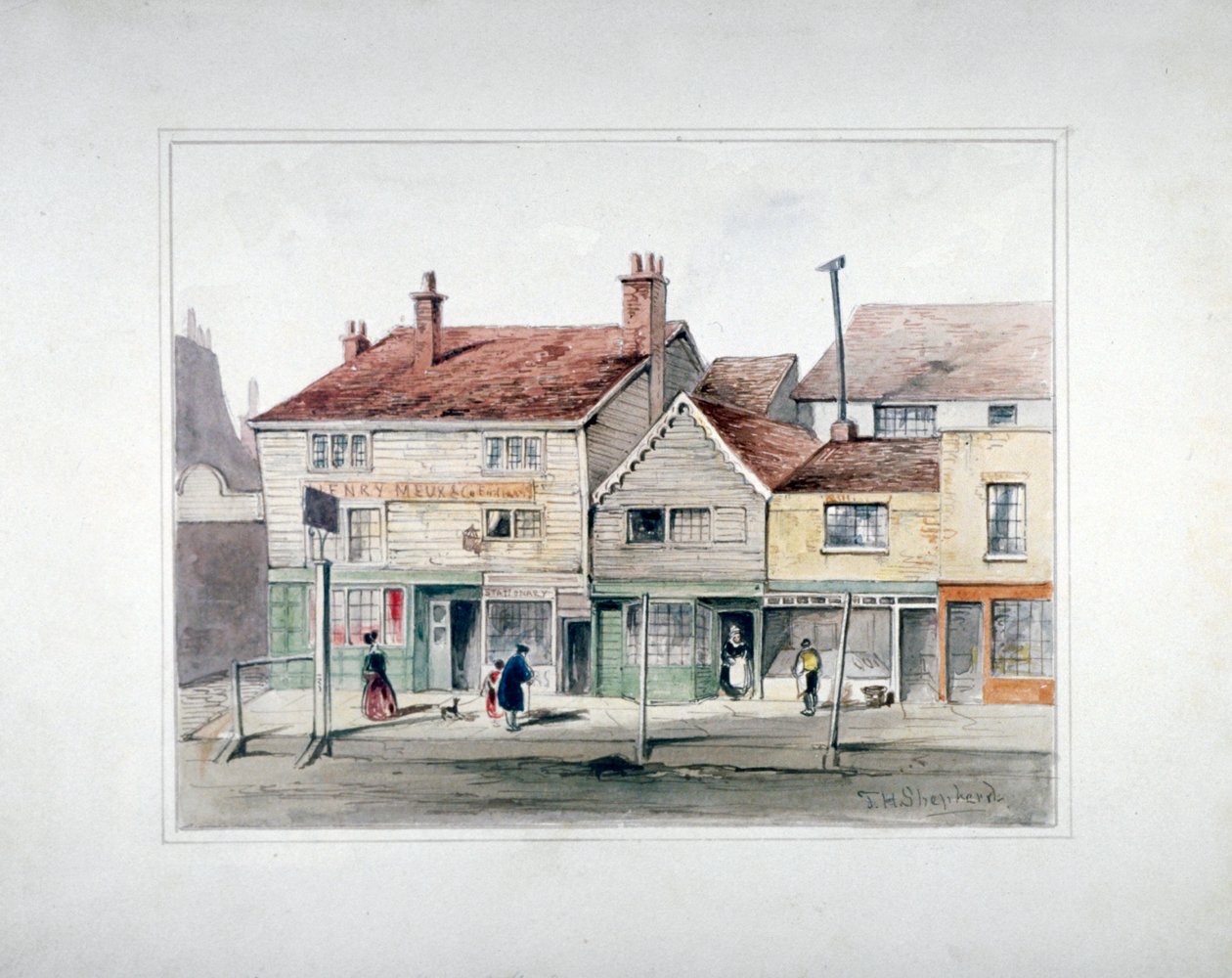 Hare and Hounds Inn i witryny sklepowe na Upper Street, Islington, Londyn, c1835. autorstwa Thomas Hosmer Shepherd