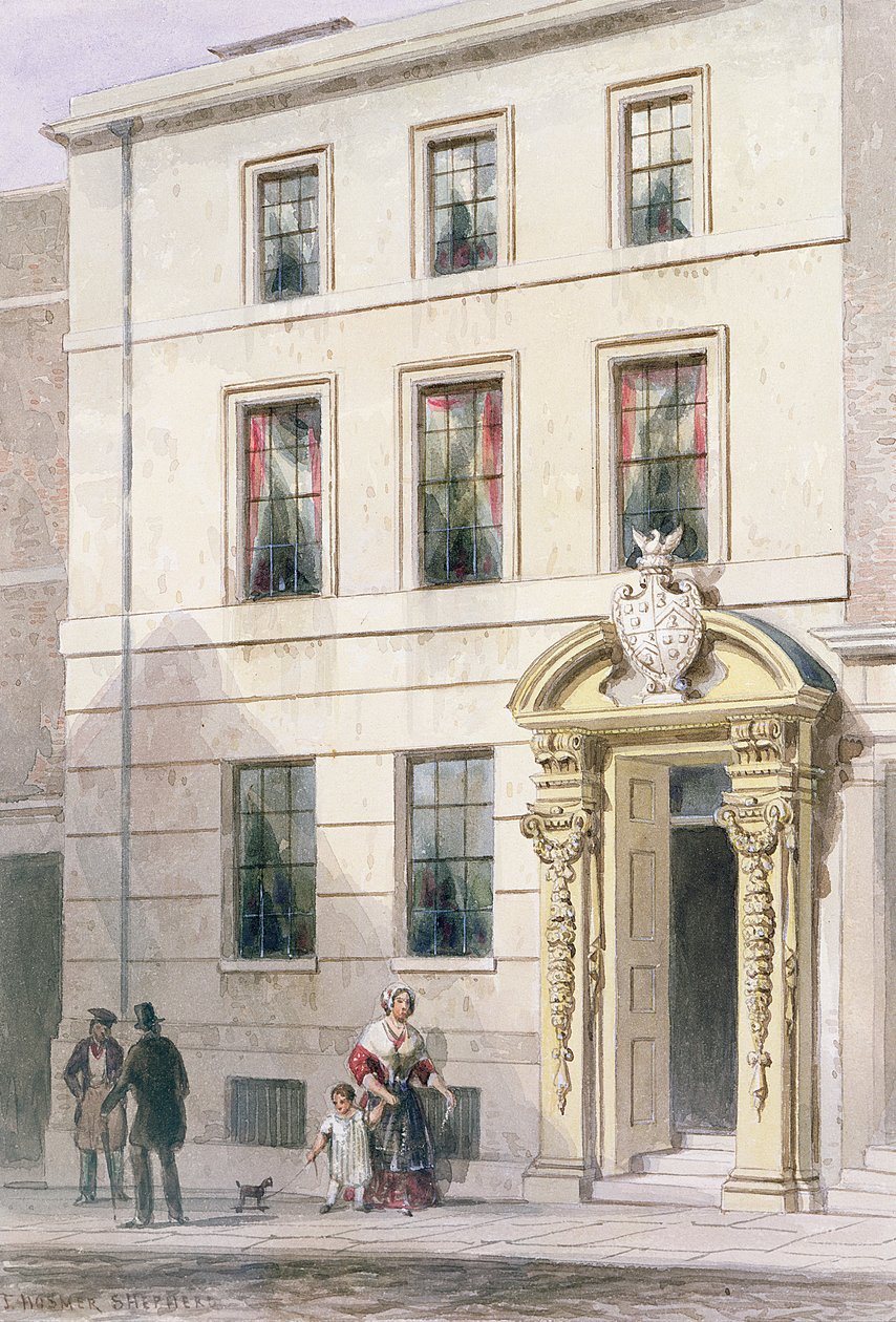 Nowy front hali farbiarzy, 1850 (wc na papierze) autorstwa Thomas Hosmer Shepherd