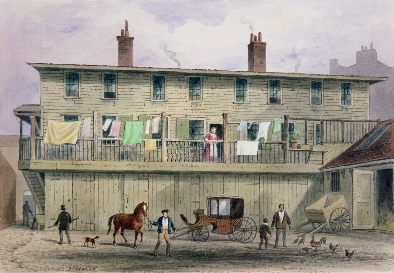 Old Vine Inn, Aldersgate Street, 1855 autorstwa Thomas Hosmer Shepherd
