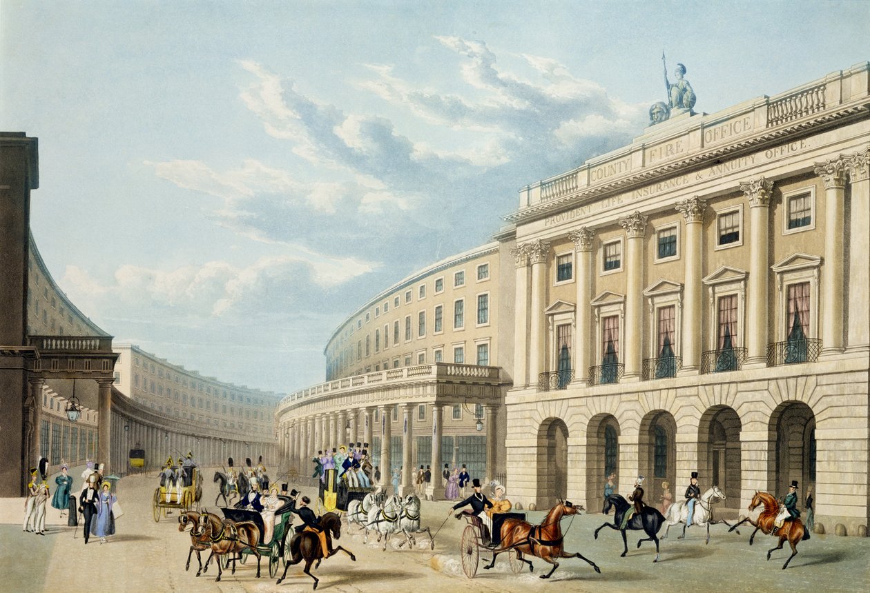 Kwadrant, Regent Street, z Piccadilly Circus, wydany przez Ackermanna, ok. 1835-50 (kolorowa akwatinta) (patrz także 105298) autorstwa Thomas Hosmer Shepherd