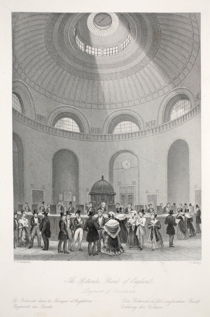 Rotunda w Banku Anglii, z pubu „London Interiors withich Costumes and Ceremonies”. Joseph Mead, Londyn, c.1843 (rycina stalowa) autorstwa Thomas Hosmer Shepherd