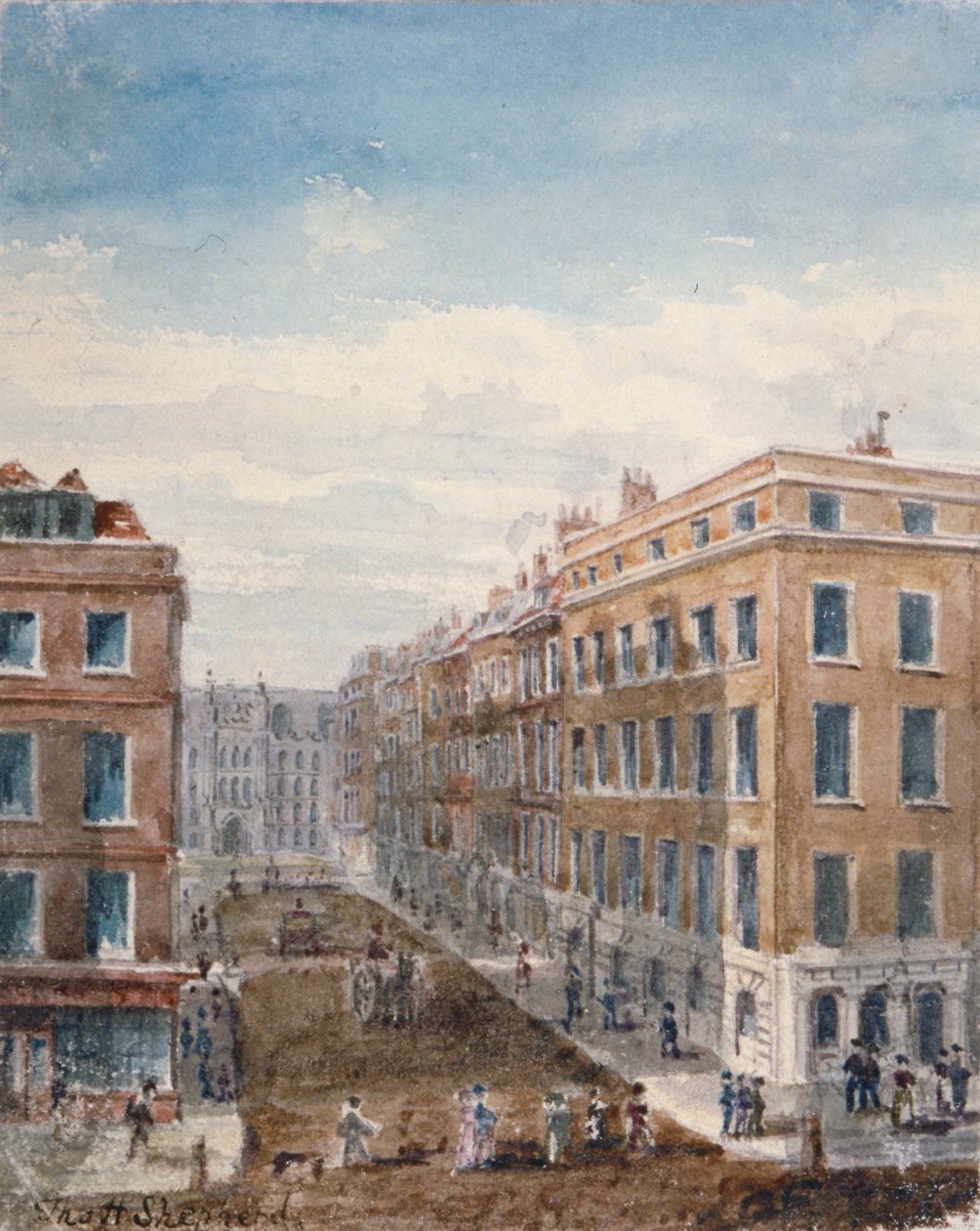 Widok na King Street, patrząc na północ od Cheapside do Guildhall, City of London, 1840 autorstwa Thomas Hosmer Shepherd