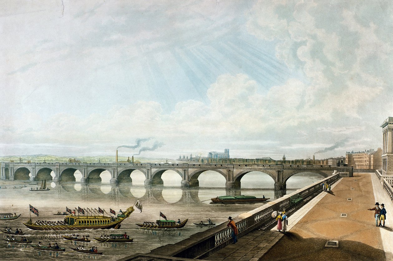 Widok na most Waterloo z East End of Somerset House Terrace autorstwa Thomas Hosmer Shepherd