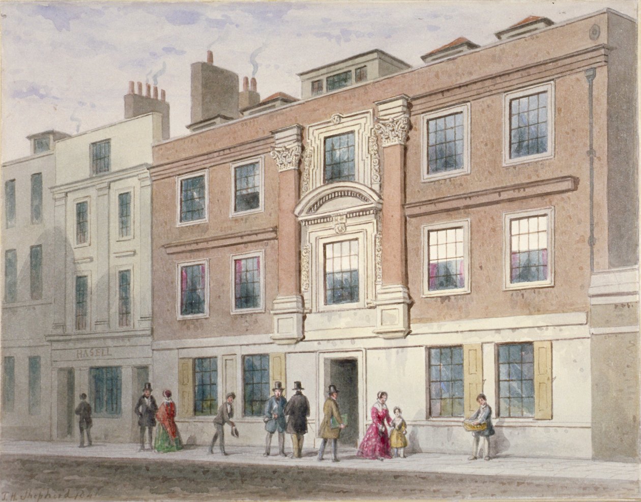 Widok rezydencji przy Great Winchester Street, City of London, 1841 autorstwa Thomas Hosmer Shepherd