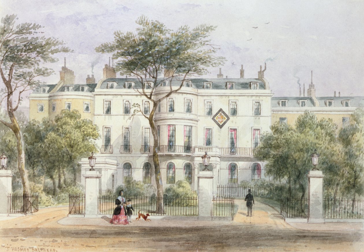 Zachodni front domu Sir Roberta Peela w Privy Garden (1788-1850) 1851 autorstwa Thomas Hosmer Shepherd