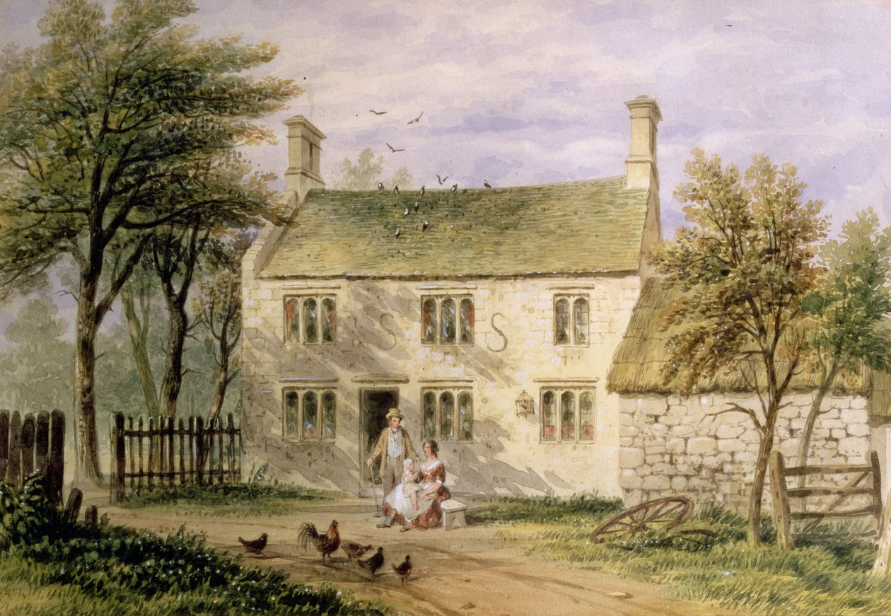 Woolsthorpe, Grantham, miejsce urodzenia Isaaca Newtona autorstwa Thomas Hosmer Shepherd