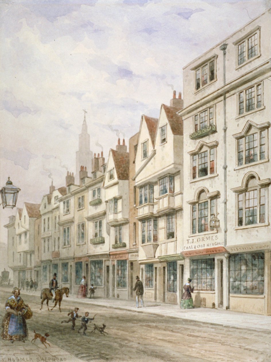 Wych Street, Westminster, Londyn, ok. 1850 autorstwa Thomas Hosmer Shepherd