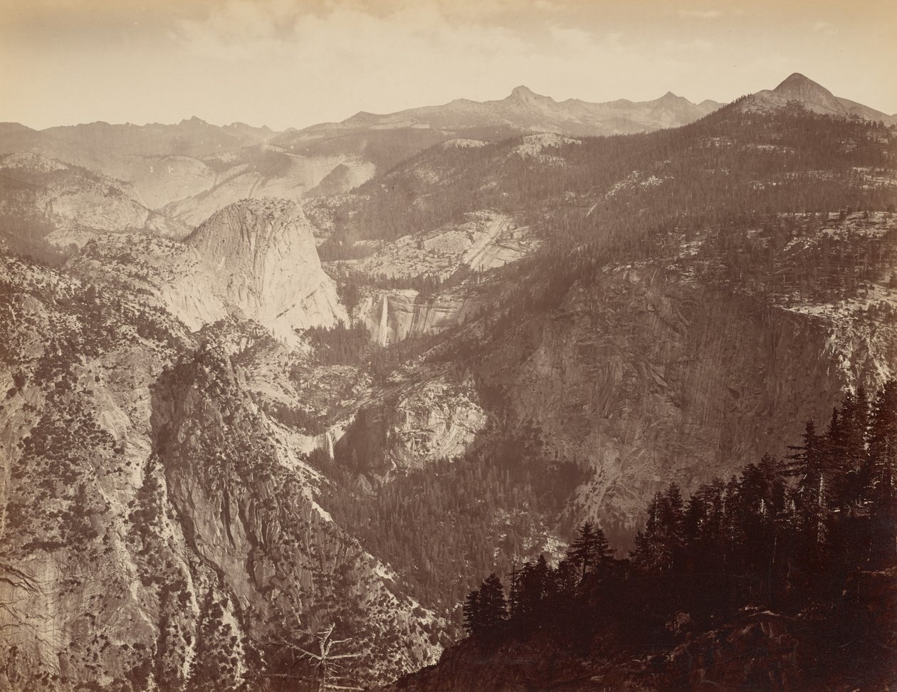 [Dolina Yosemite z góry] / [Yowiye i Piwyack. Vernal i Nevada Fall. Yosemite Valley From Glacier Point] autorstwa Thomas Houseworth and Company