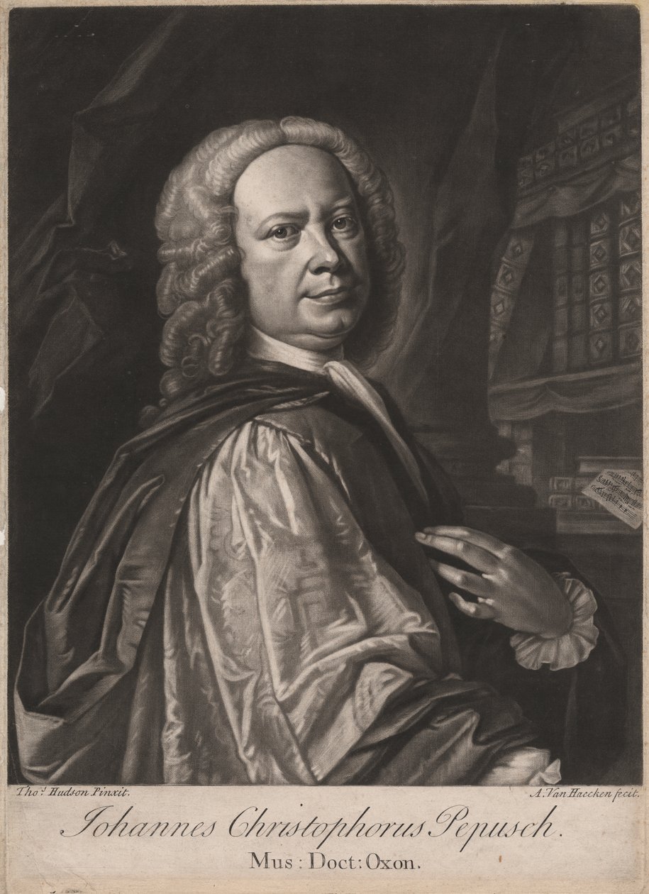 Johannes Christophorus Pepusch, rytowany przez Aleksandra van Haeckena (1701-58), c.1735 (mezzotinta) autorstwa Thomas Hudson