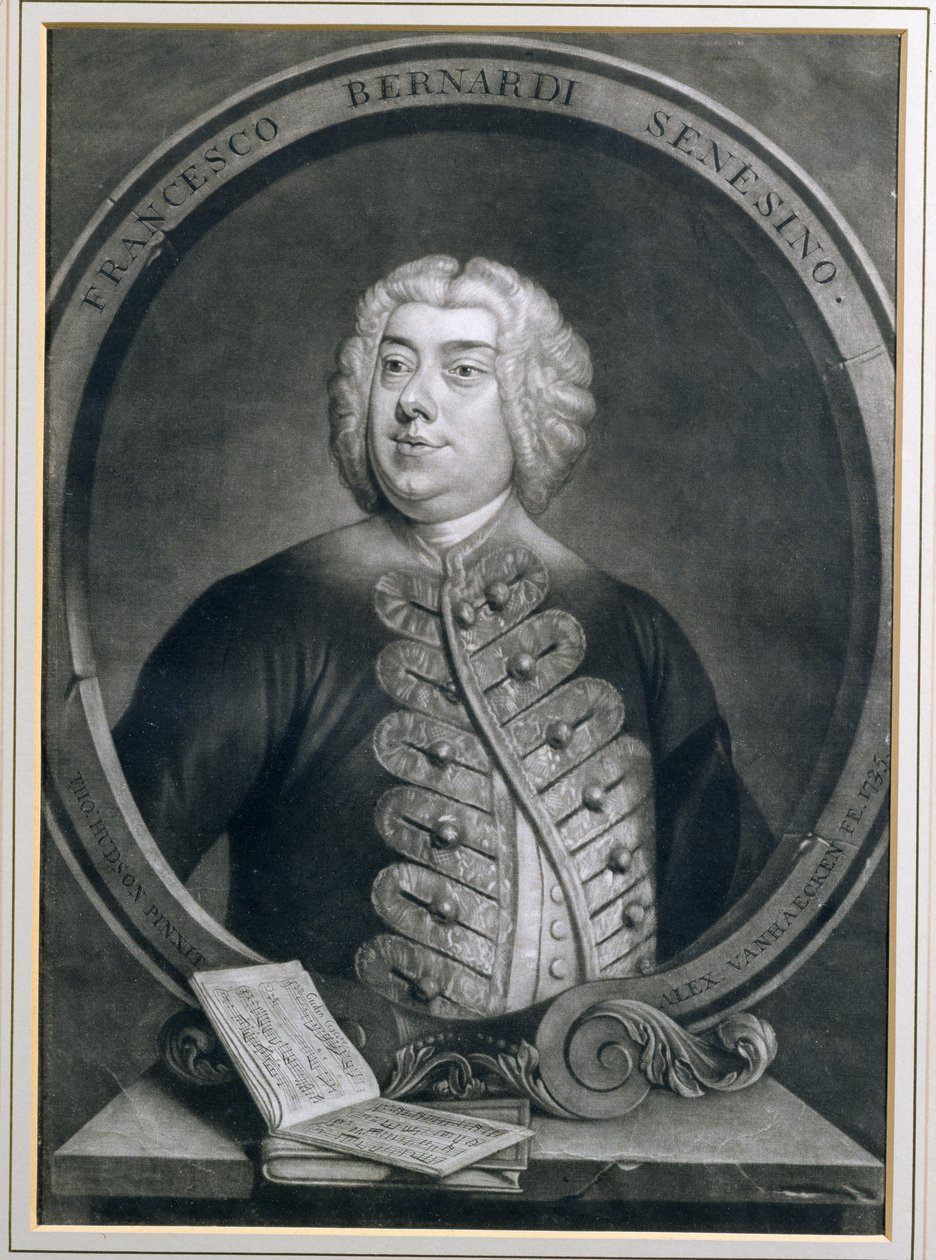 Portret Francesco Bernardiego Senesino, sieneńskiego kastrata, rytowany przez Aleksandra van Haeckena (1701-58), 1735 autorstwa Thomas Hudson