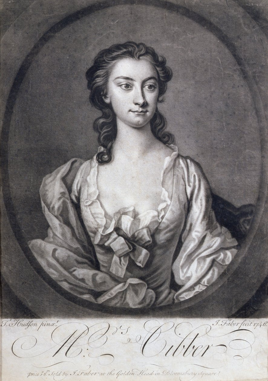 Portret pani Cibber (1714-66), aktorki i śpiewaczki, wyryty przez Johna Fabera (1684-1756), 1746 autorstwa Thomas Hudson
