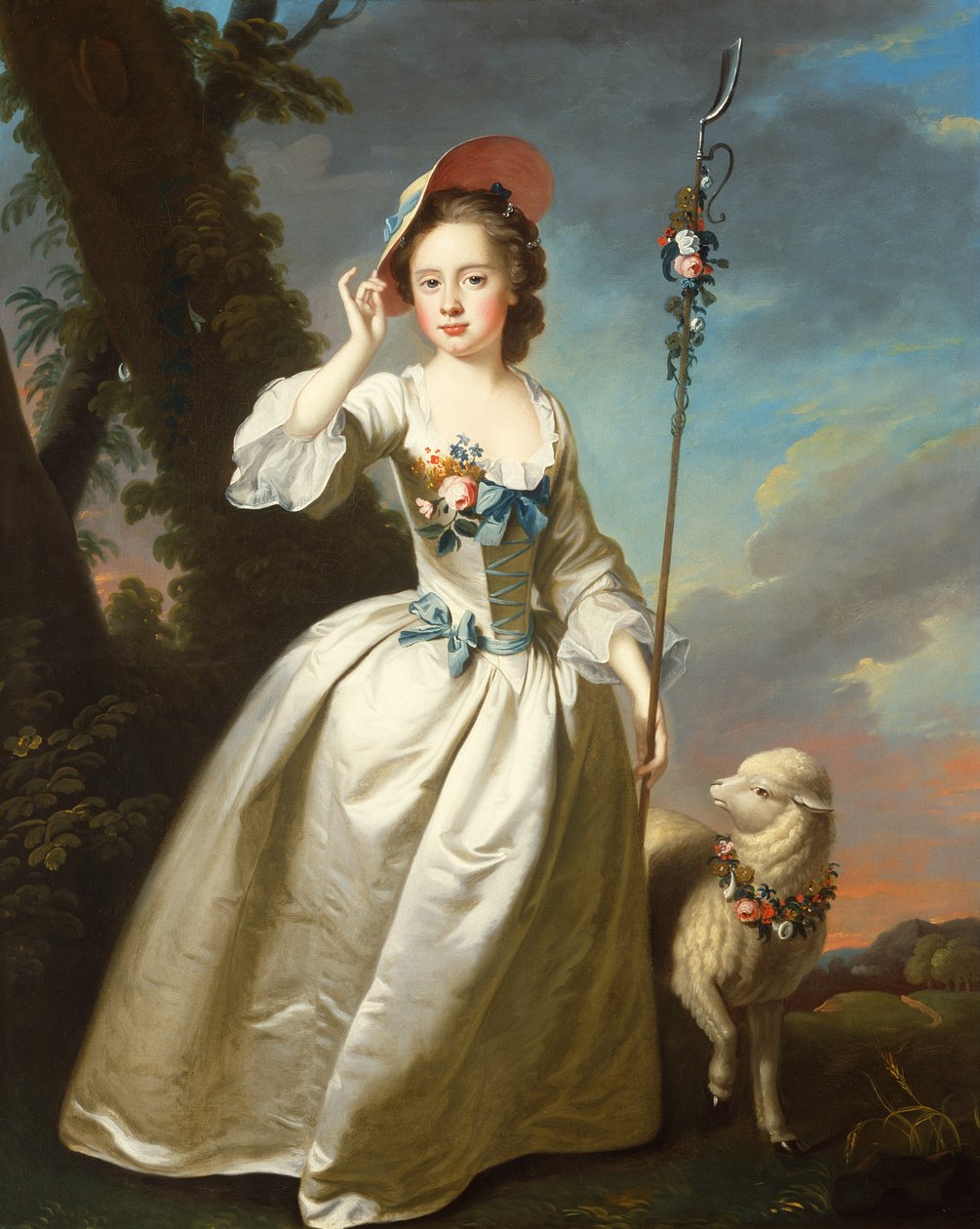 Portret młodej damy jako pasterki (olej na płótnie) autorstwa Thomas Hudson