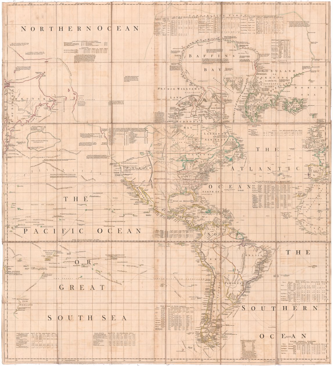 Mapa Atlantyku i Pacyfiku autorstwa Jefferysa autorstwa Thomas Jefferys