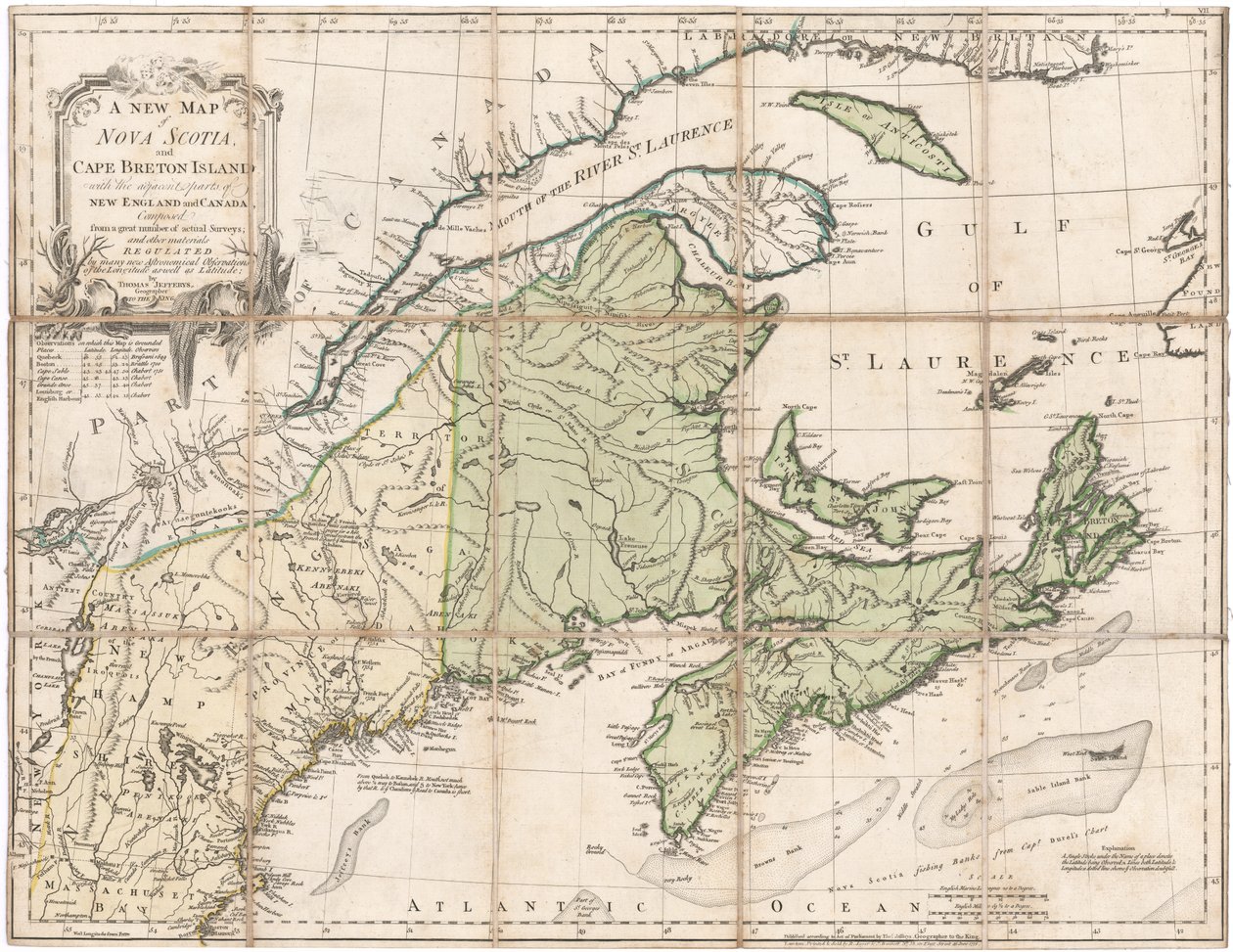 Mapa Nowej Szkocji autorstwa Jefferysa autorstwa Thomas Jefferys