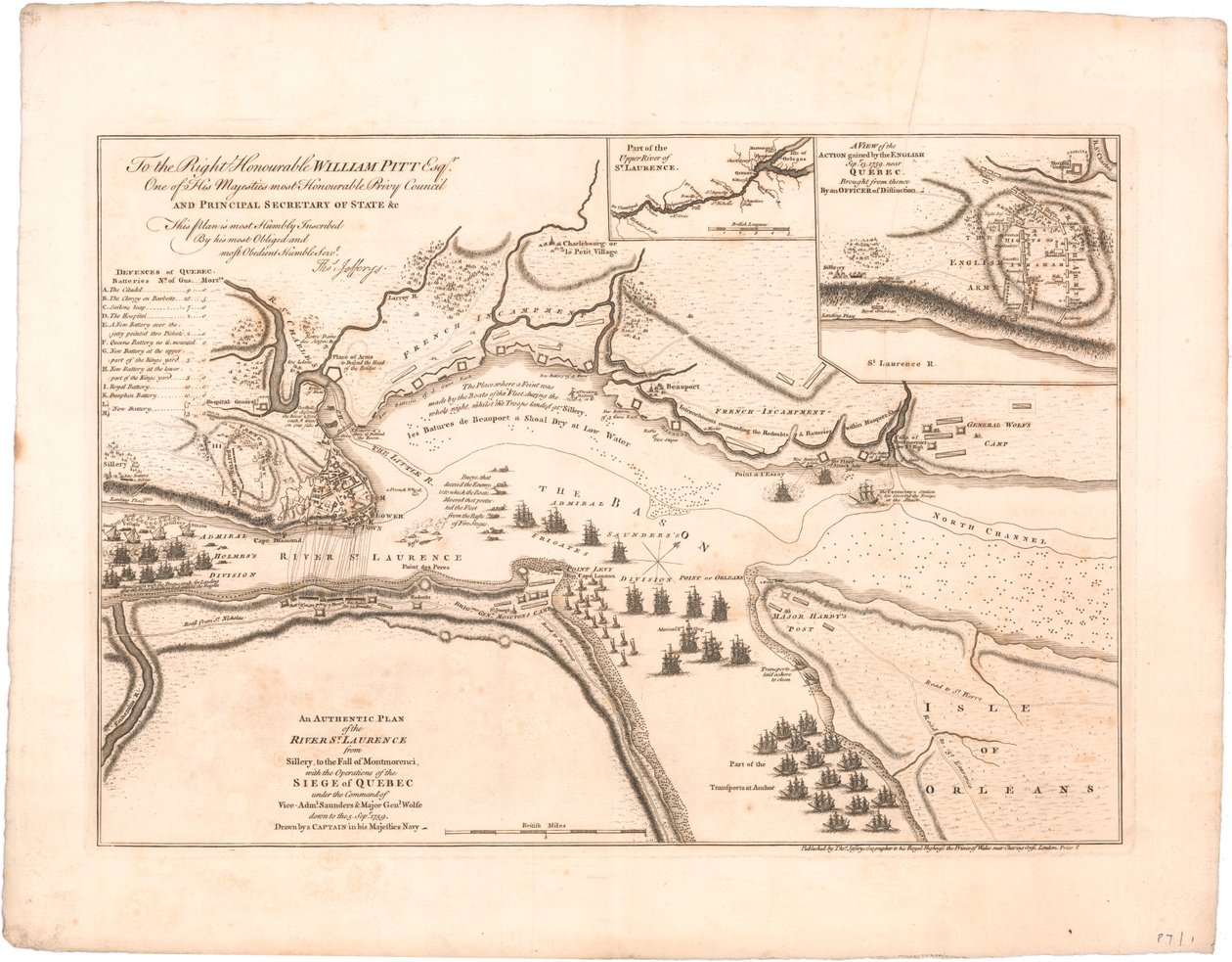 Plan rzeki St. Laurence autorstwa Jeffreysa autorstwa Thomas Jefferys