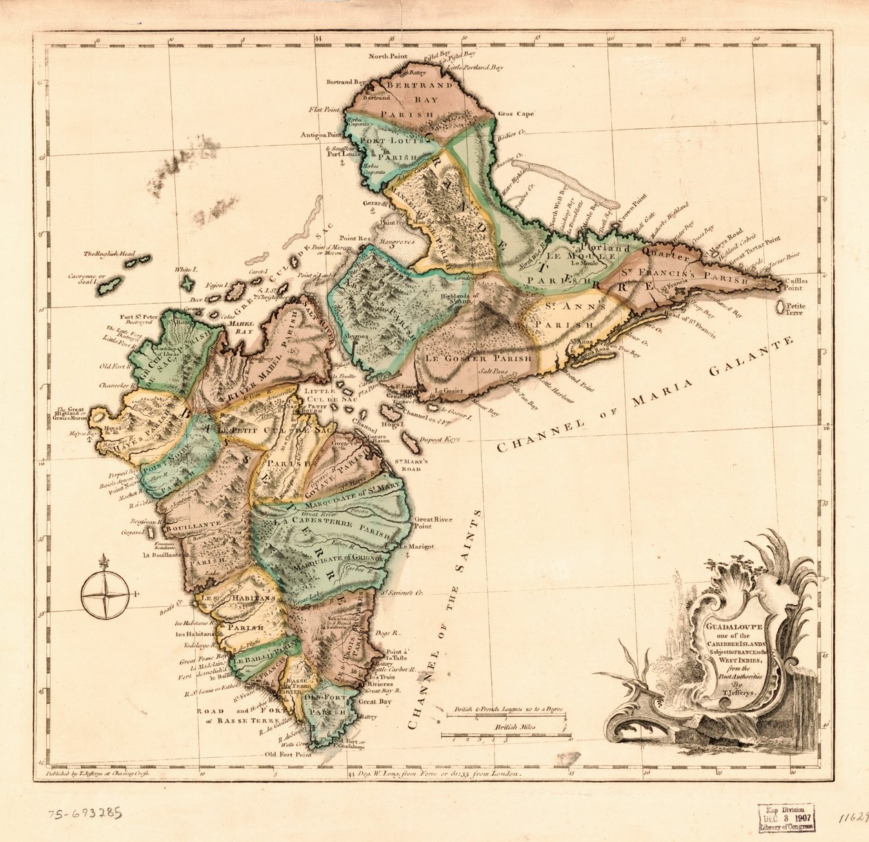 Gwadelupa, jedna z Wysp Karibskich podlegających Francji w Indiach Zachodnich, LOC 75693285 autorstwa Thomas Jefferys