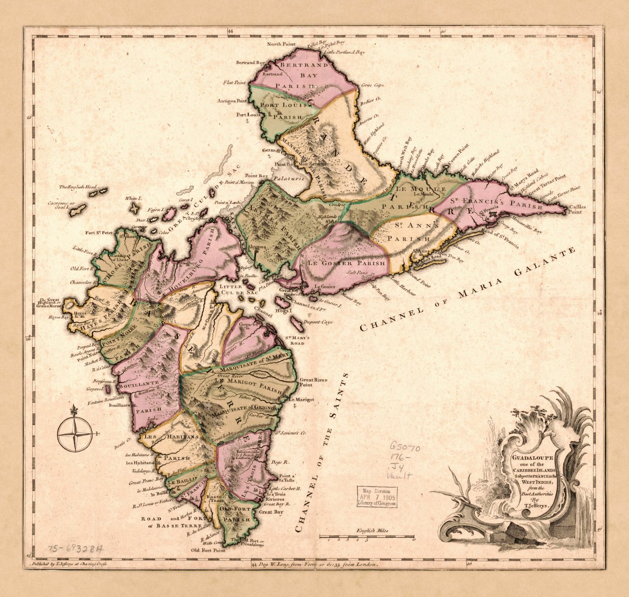 Gwadelupa, jedna z Wysp Karibskich podlegających Francji w Indiach Zachodnich, LOC 75693284 autorstwa Thomas Jefferys