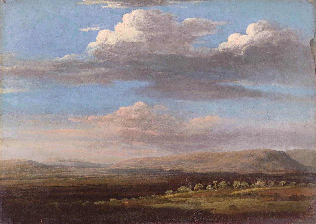 Widok w Radnorshire (olej na papierze) autorstwa Thomas Jones