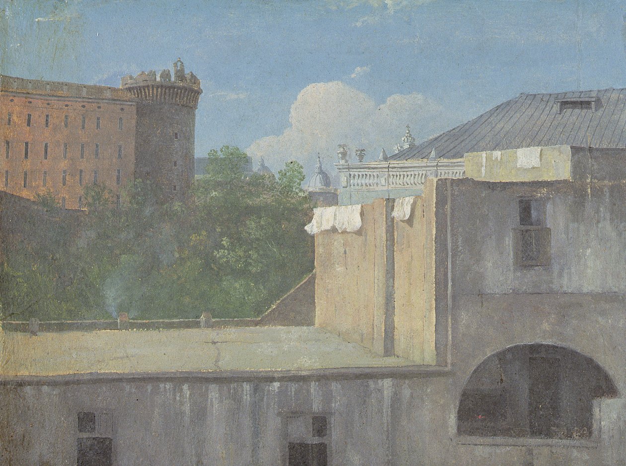 Budynki w Neapolu z północno-wschodnią stroną Castel Nuovo autorstwa Thomas Jones