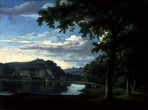 Pejzaż z widokiem na rzekę Wye, ok. 1772 (olej na płótnie) autorstwa Thomas Jones