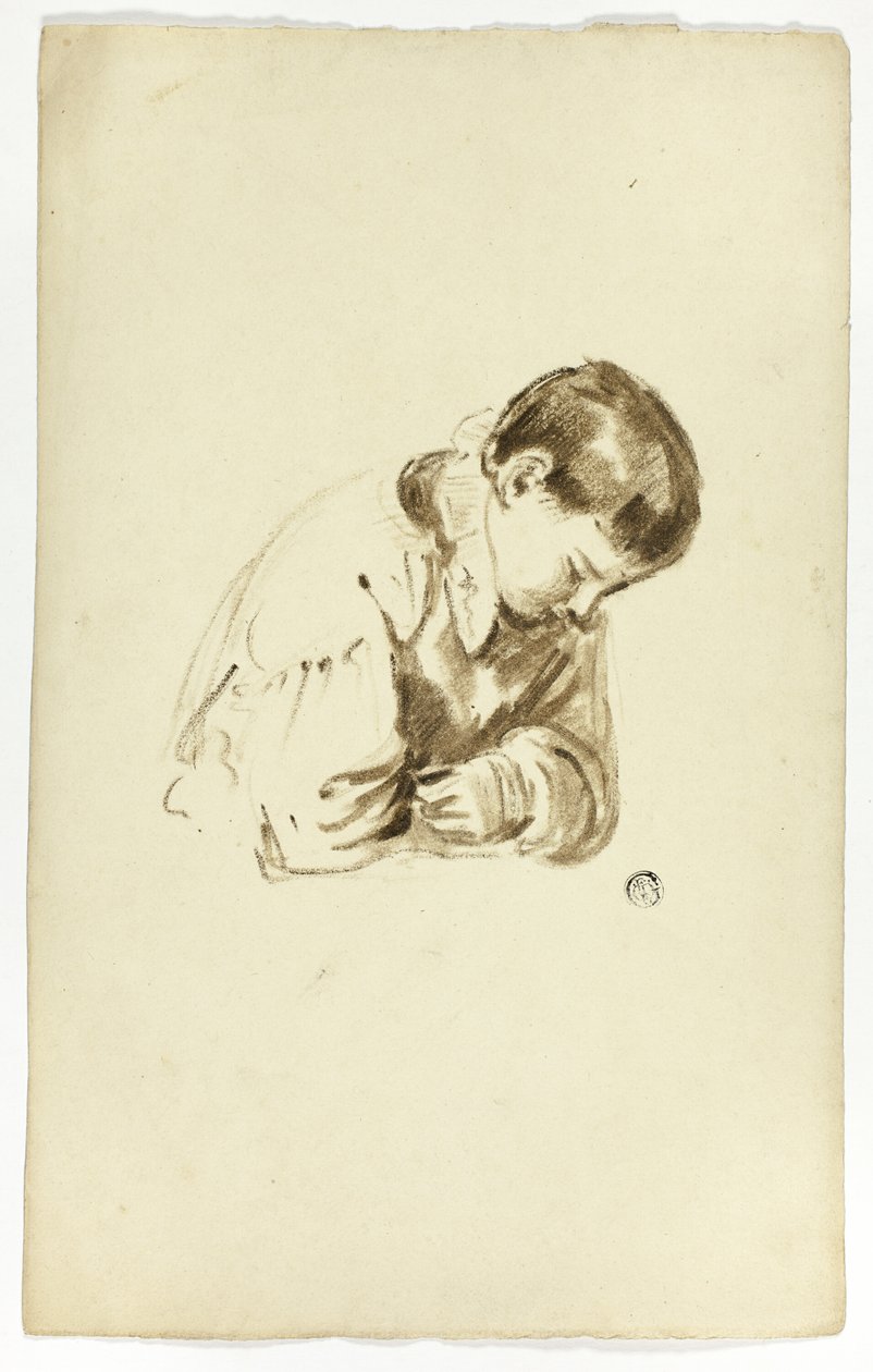 Siedzący chłopiec, połowa długości autorstwa Thomas Jones Barker