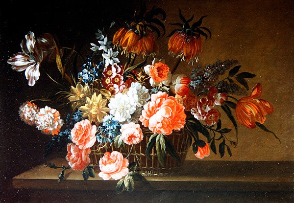 Martwa natura róż, goździków i tulipanów (olej na płótnie) autorstwa Thomas Keyse