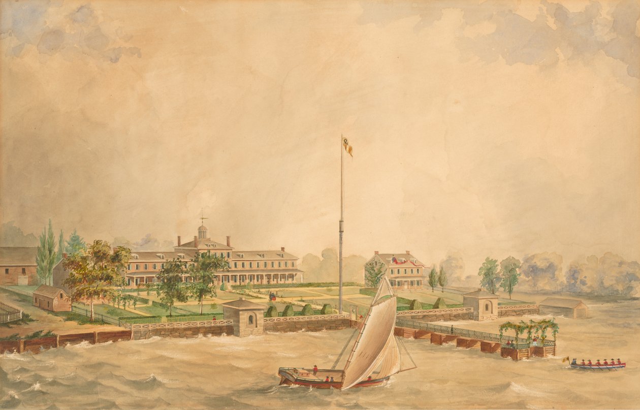 Kwarantanna Lazaretto, ok. 1860 (akwarela na papierze) autorstwa Thomas L. Cernea