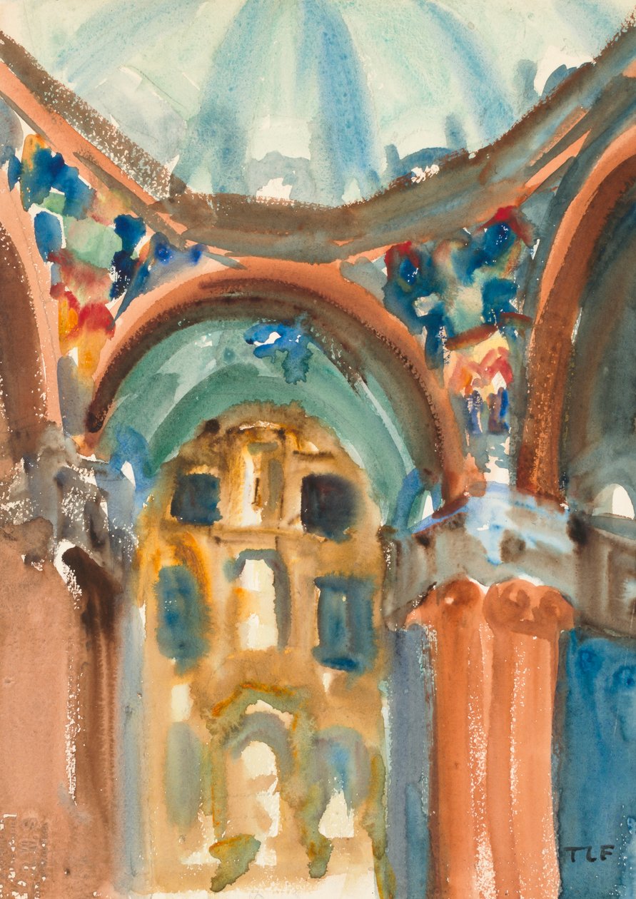 Wnętrze kościoła, ok. 1930 autorstwa Thomas La Farge