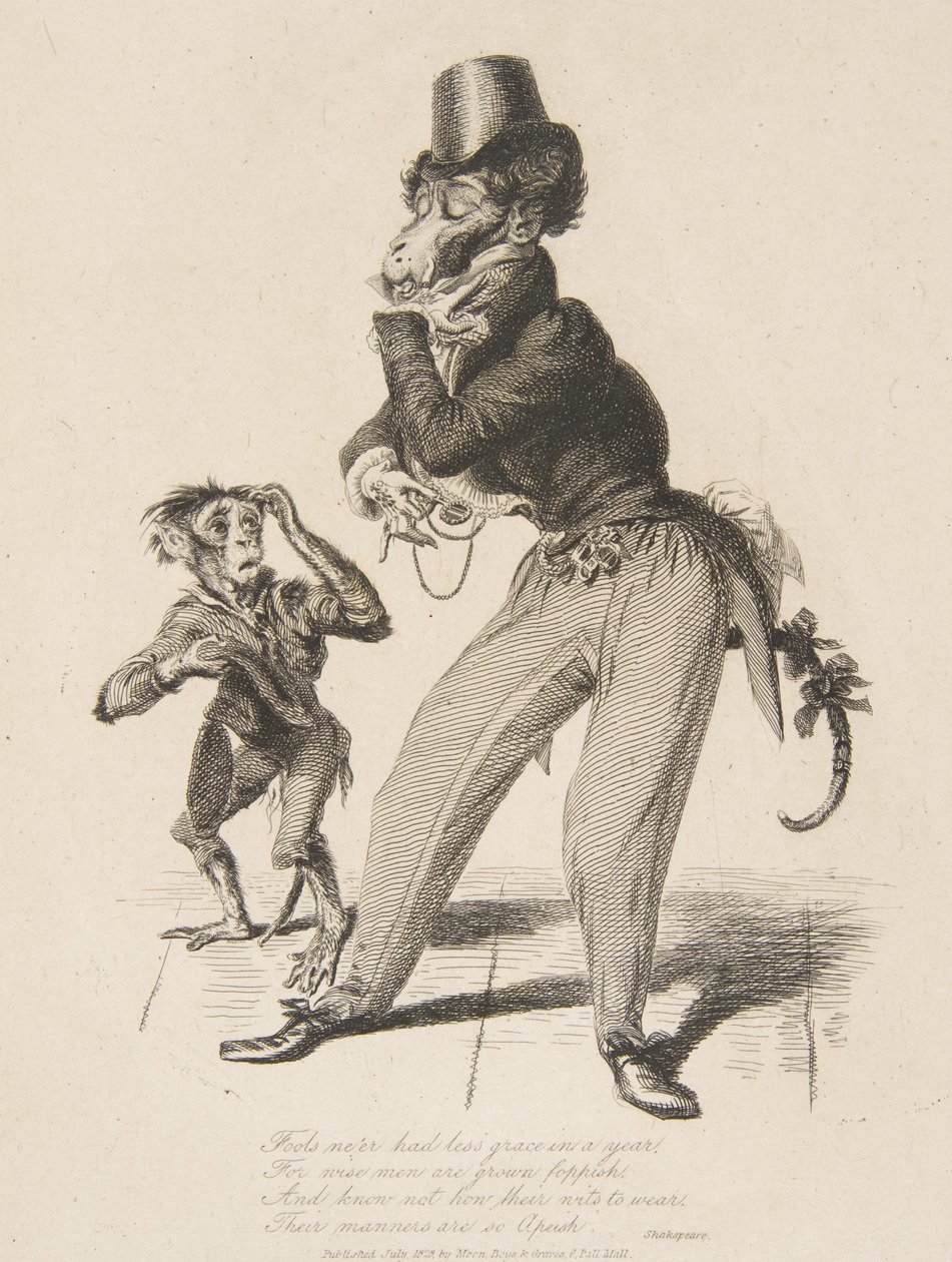 Monkey Dandy, z Monkey-ana, czyli ludzi w miniaturze, lipiec 1828, lipiec 1828. autorstwa Thomas Landseer