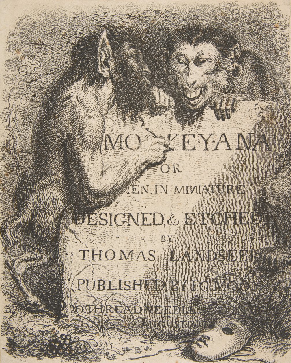 Strona tytułowa: Małpa-Ana lub ludzie w miniaturze, 1 grudnia 1827 r., 1 grudnia 1827 r. autorstwa Thomas Landseer
