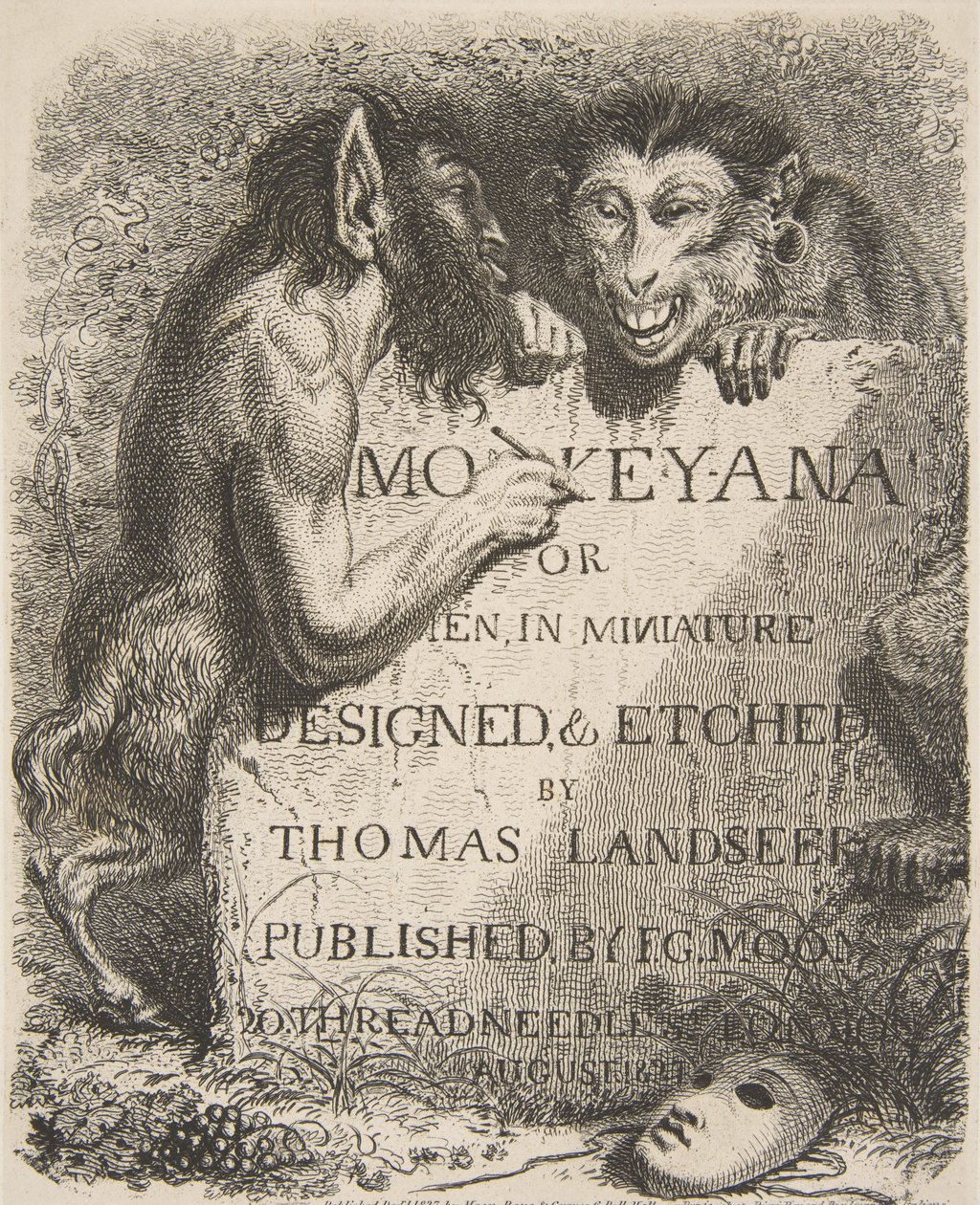 Strona tytułowa, z Monkey-ana, czyli ludzi w miniaturze, 1827., 1827. autorstwa Thomas Landseer