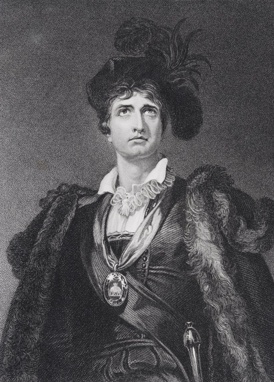 John Philip Kemble jako Hamlet, rytowany przez G. Adcock