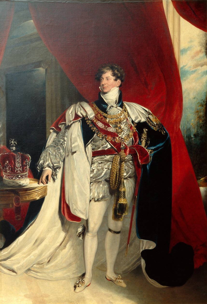Król Jerzy IV stojący w podwiązce, ok. 1830 (olej na płótnie) autorstwa Thomas Lawrence