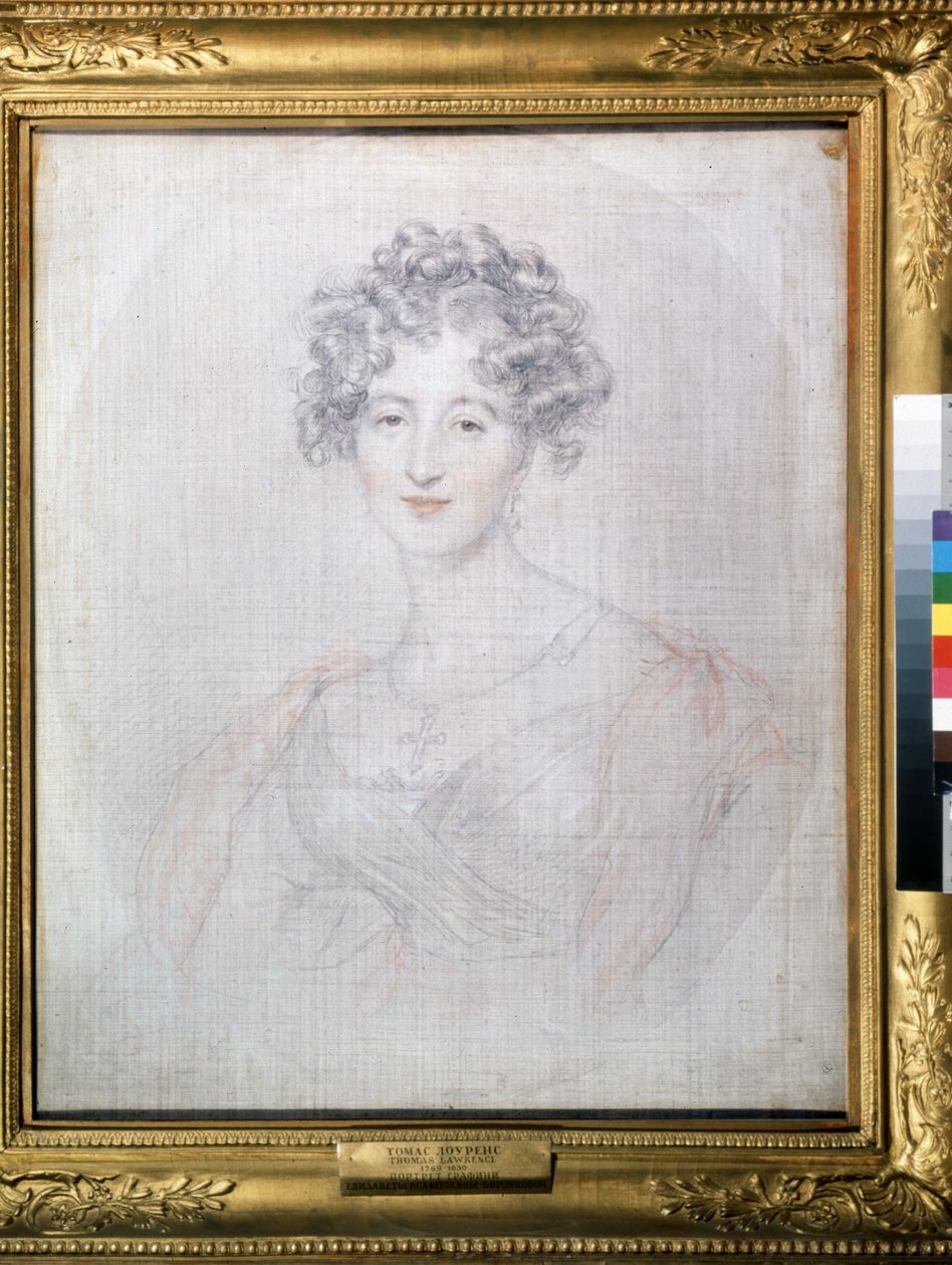 „Portret hrabiny Elisabeth (Elizaveta) Vorontsova (1792-1856)”” Rysunek piórkiem Thomasa Lawrence (1769-1830) 1821 Muzeum Puszkina, Moskwa autorstwa Thomas Lawrence