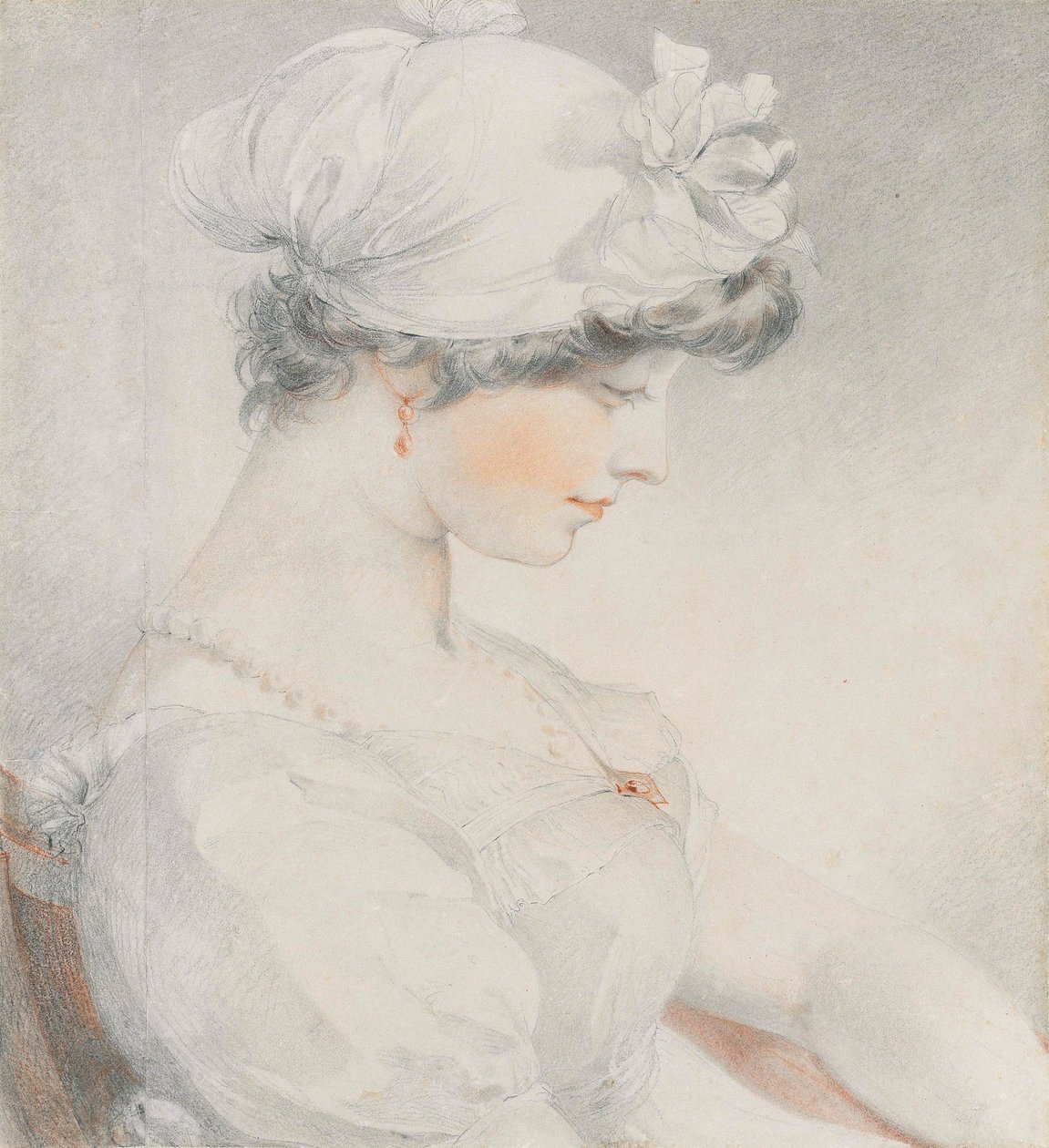 Portret Julii Angerstein, połowa długości, z profilu po prawej (ołówek, kreda czarno-czerwona, z kikutem) autorstwa Thomas Lawrence