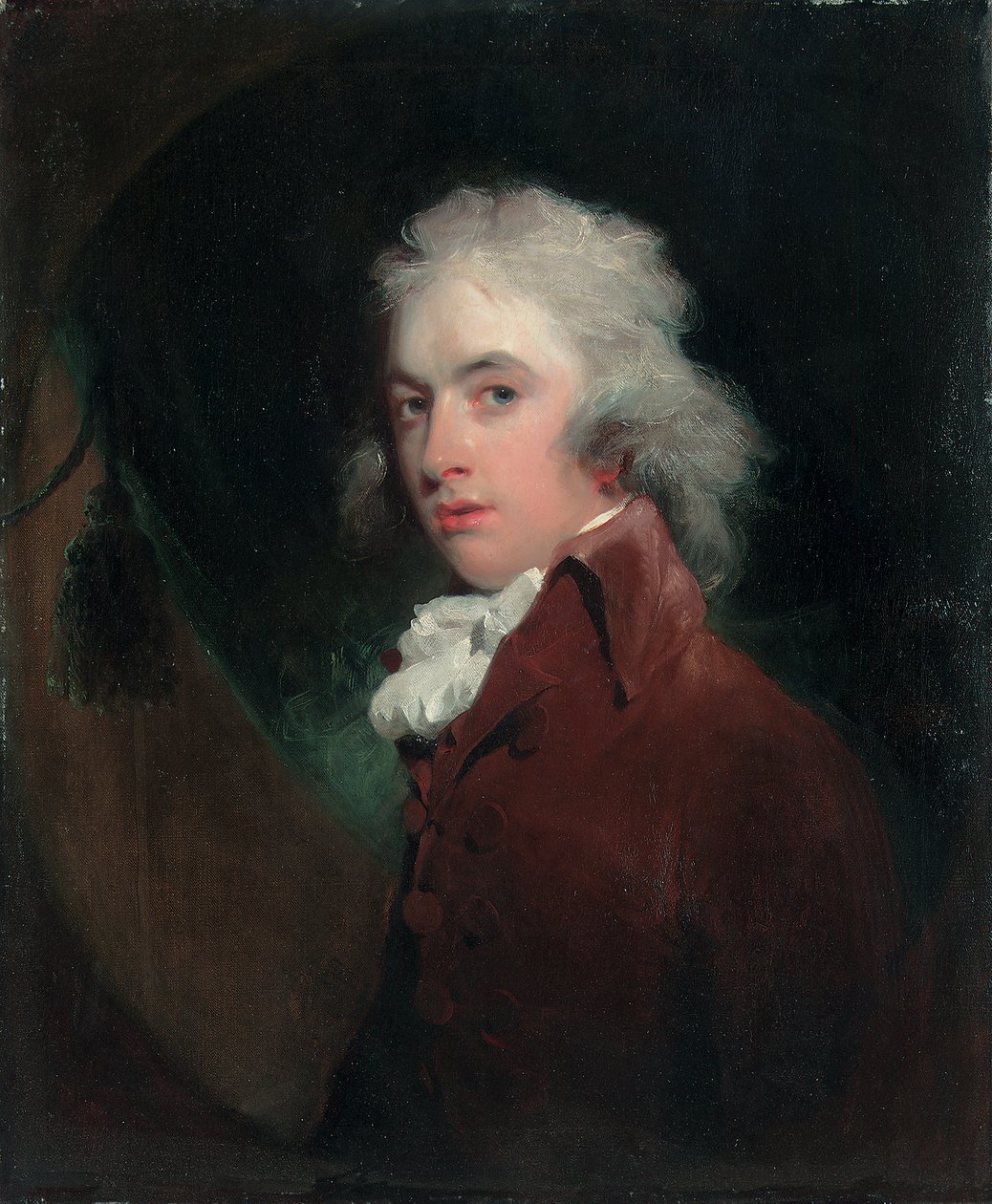 Portret Hon. Peniston Lamb, do połowy długości, w aksamitnym płaszczu z białym krawatem, udawany owalny autorstwa Thomas Lawrence