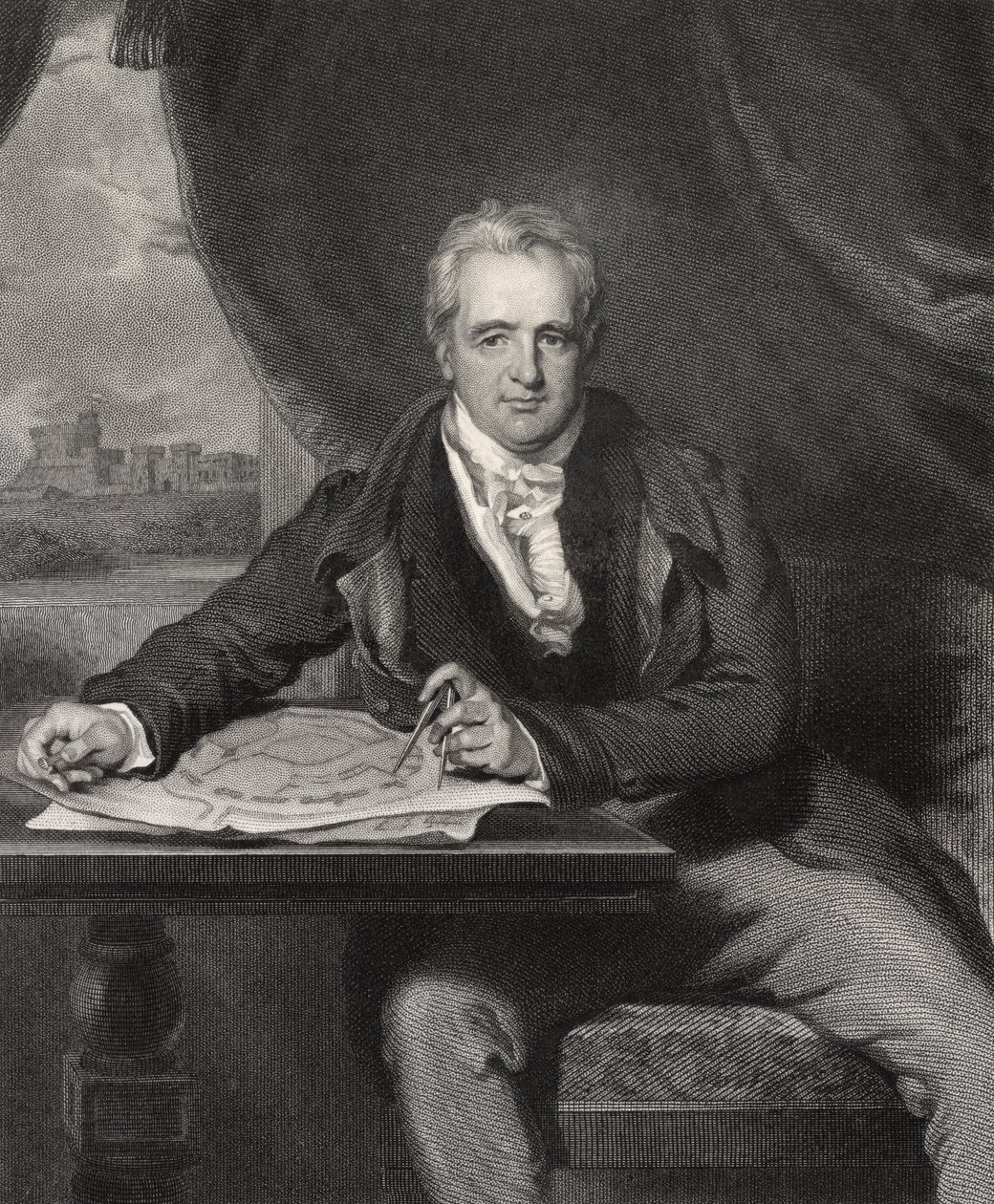 Sir Jeffry Wyatville, grawerowane przez H. Robinsona, z „Narodowej Galerii Portretów, tom V”, wydanej ok. 1835 r. autorstwa Thomas Lawrence