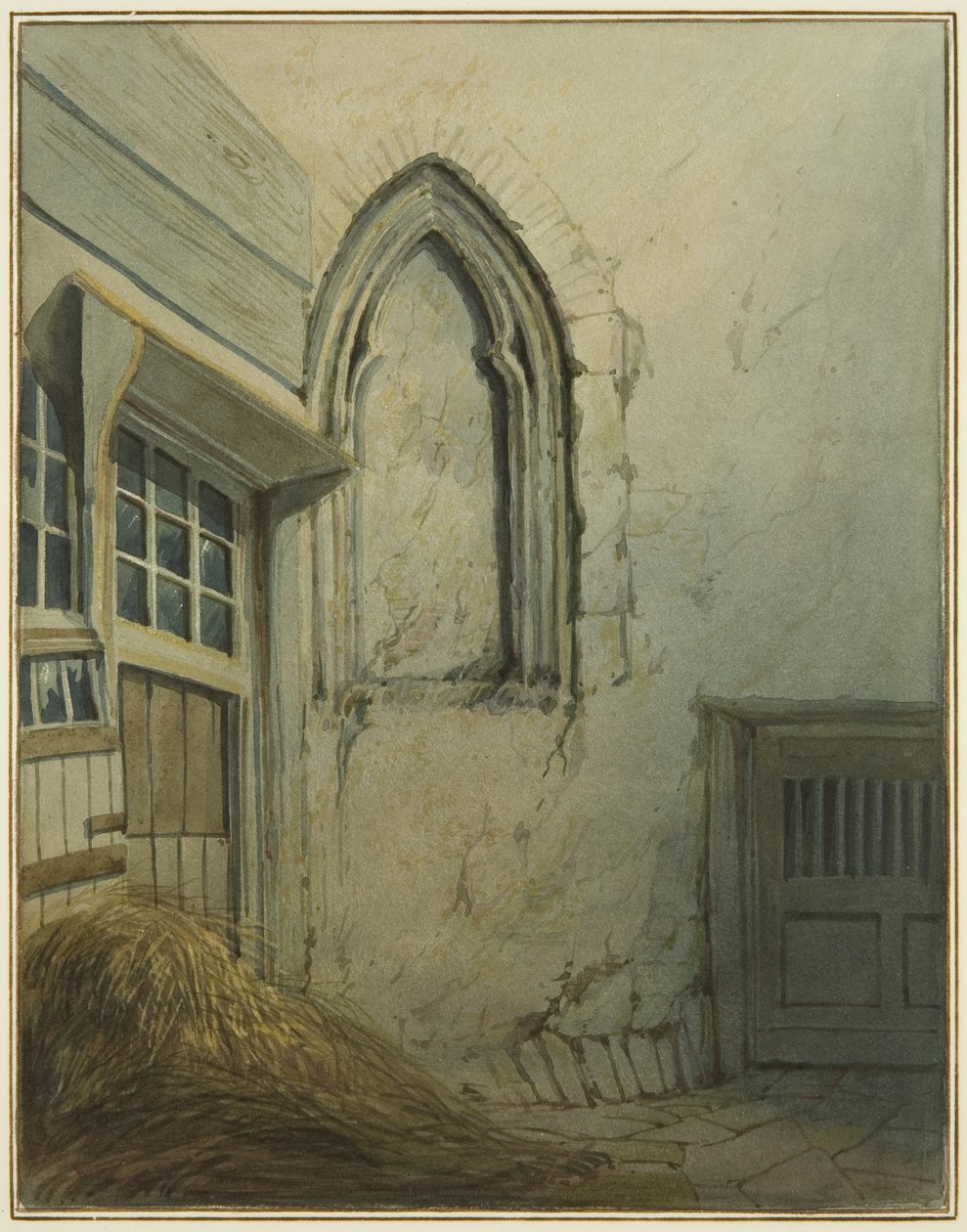 Mały Dziedziniec przylegający do przejścia od Baldwin Street do St Nicholas Street (ołówek i akwarela na papierze) autorstwa Thomas Leeson the Elder Rowbotham