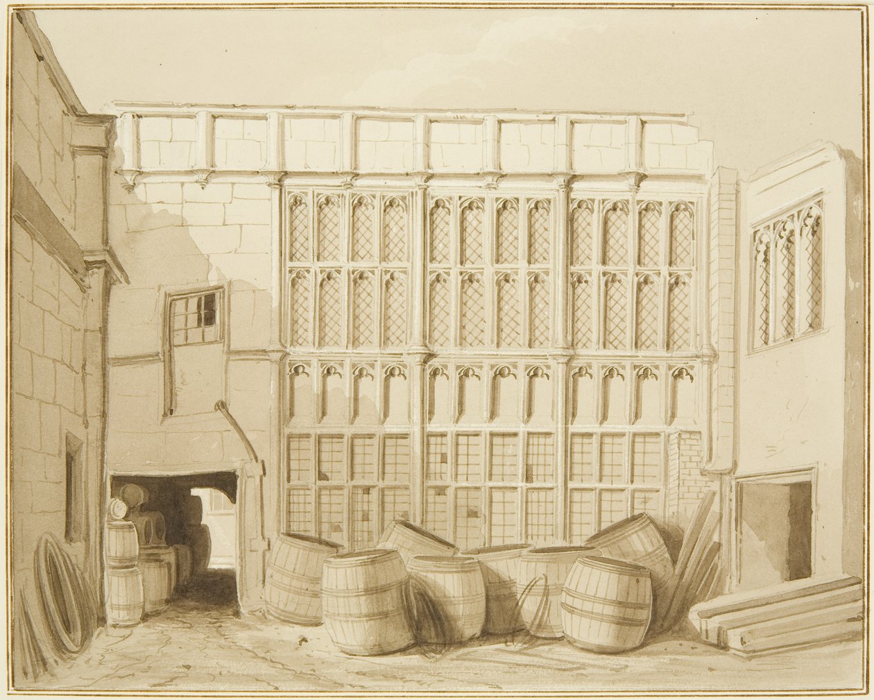 Tył „Domu Colstona”, Small Street (akwarela na papierze) autorstwa Thomas Leeson the Elder Rowbotham