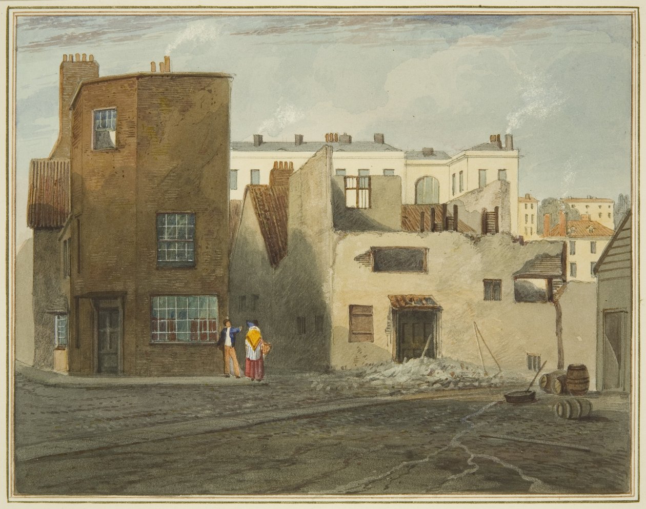Back of Infirmary, przedstawiający Whitson Street (ołówek i akwarela na papierze) autorstwa Thomas Leeson the Elder Rowbotham