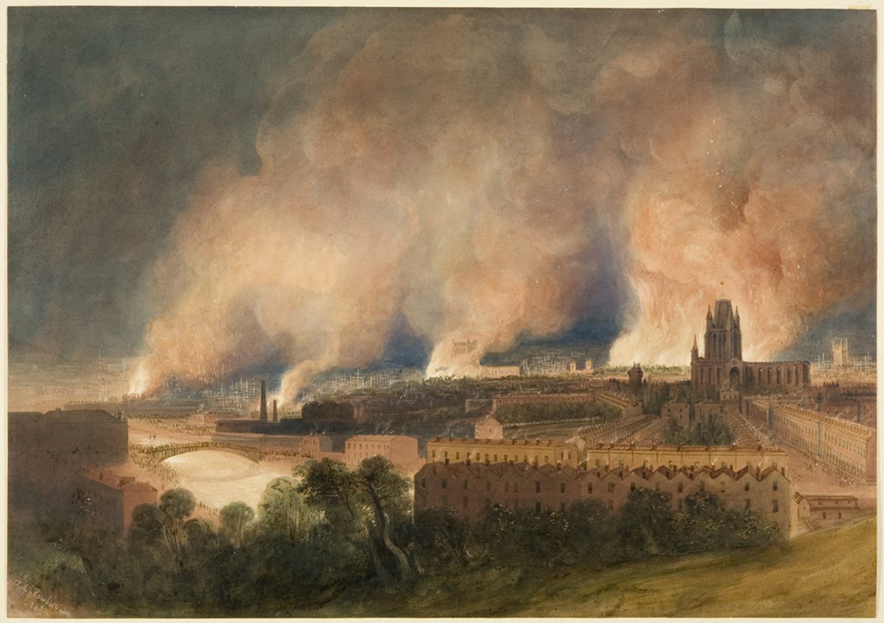 Bristol widziany z Pile Hill, w nocy 30 października autorstwa Thomas Leeson the Elder Rowbotham