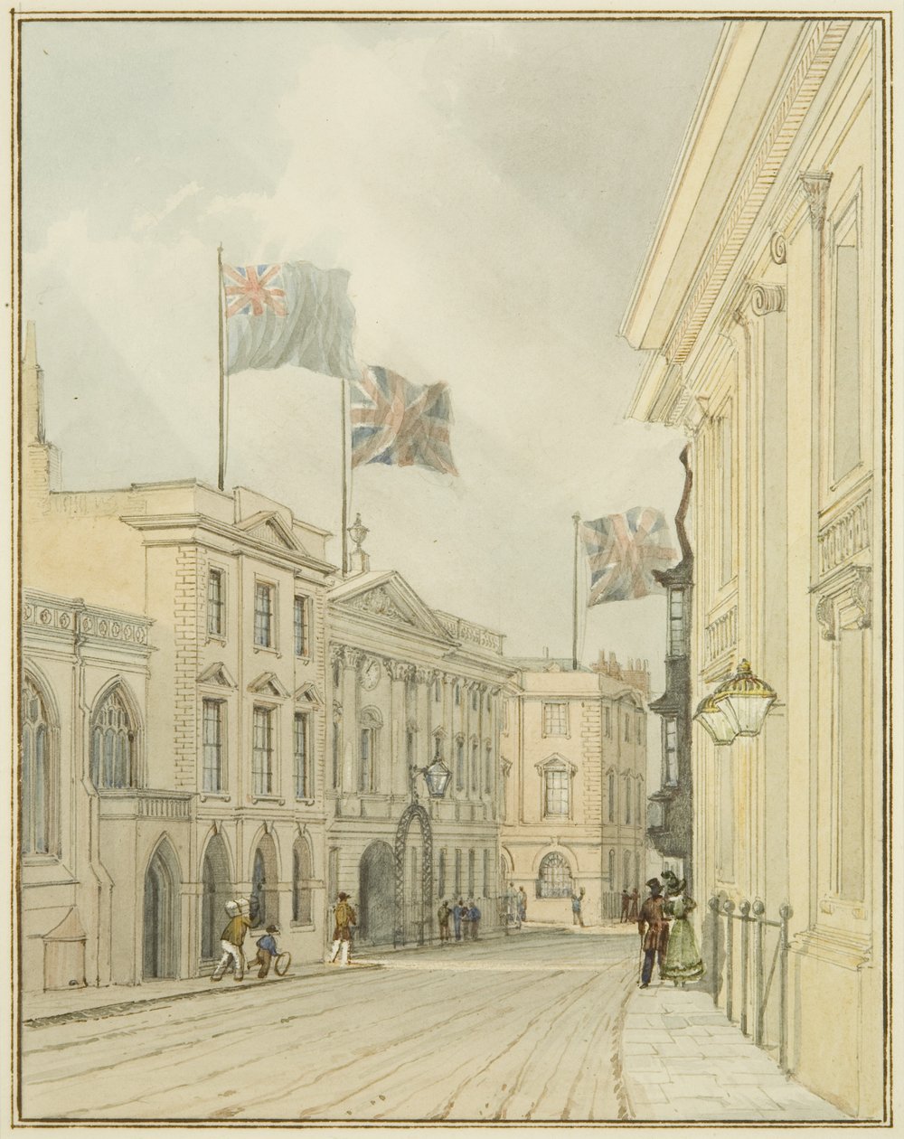Corn Street z Council House (akwarela na papierze) autorstwa Thomas Leeson the Elder Rowbotham