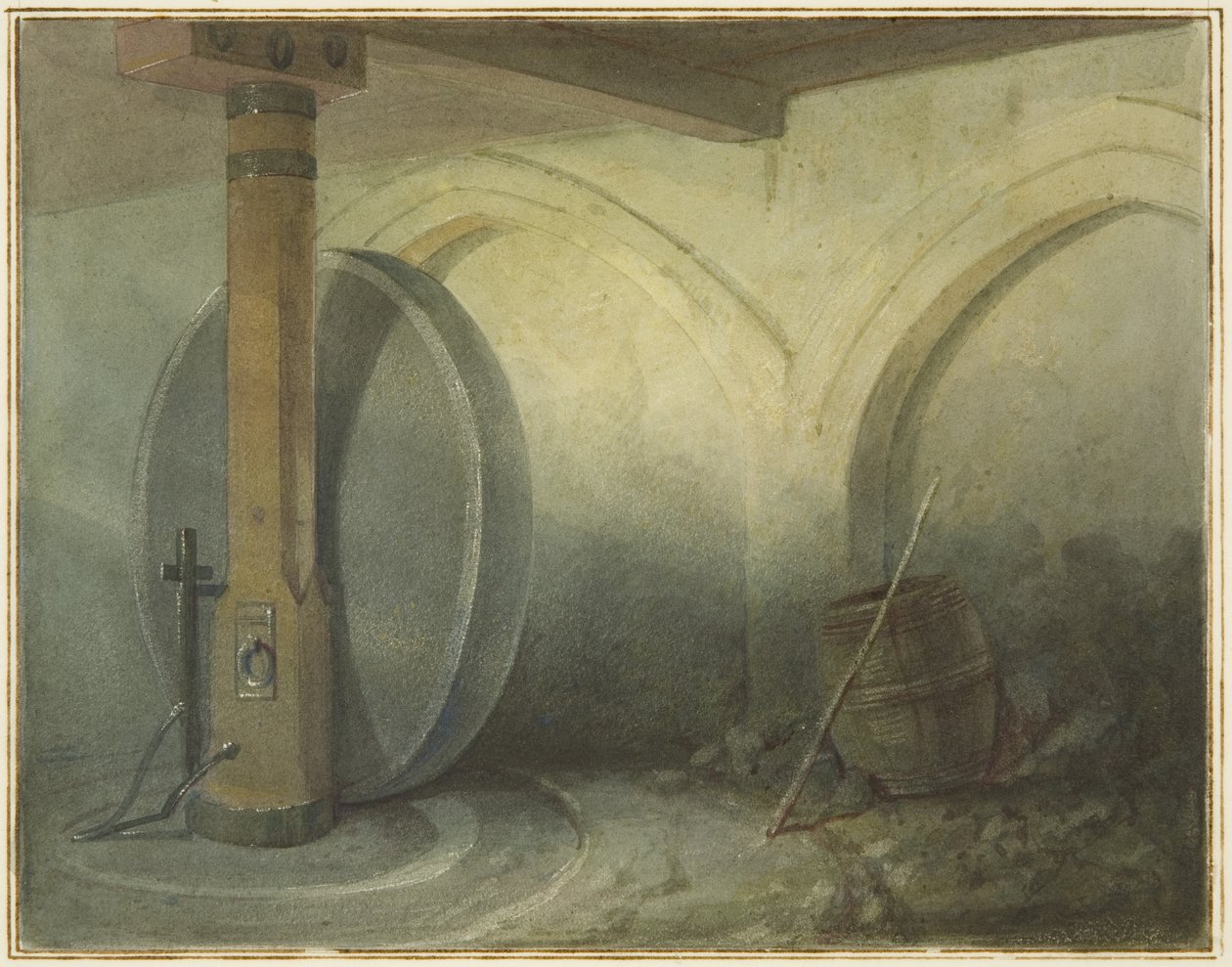 Krypta kościoła św. Wawrzyńca (akwarela na papierze) autorstwa Thomas Leeson the Elder Rowbotham