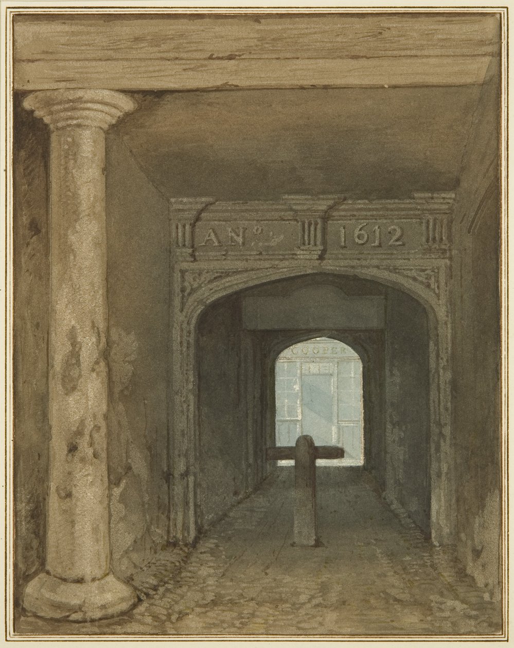 Pasaż Strażnicy, Ulica Wina (akwarela na papierze) autorstwa Thomas Leeson the Elder Rowbotham