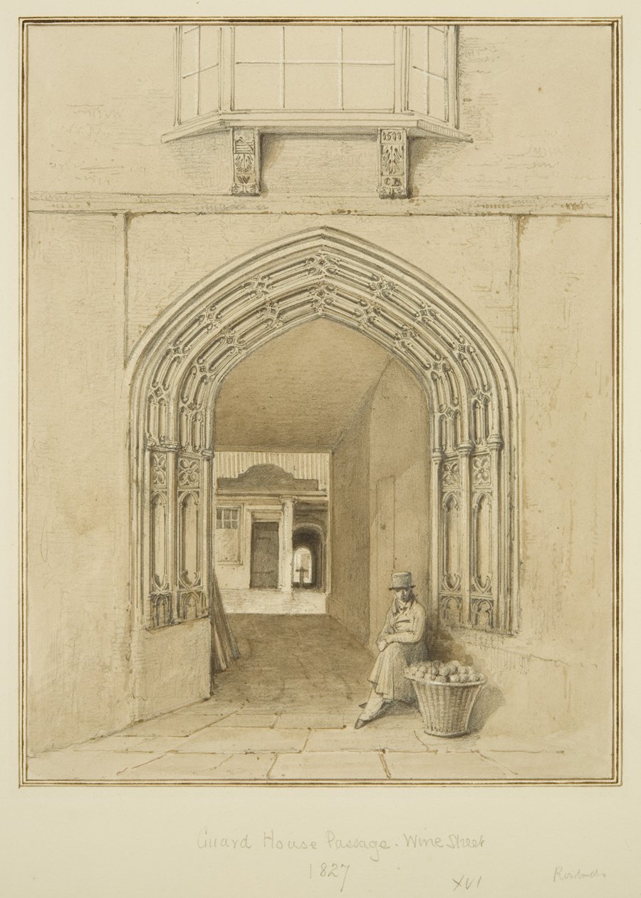 Pasaż Strażnicy, Wine Street (akwarela i ołówek na papierze) autorstwa Thomas Leeson the Elder Rowbotham