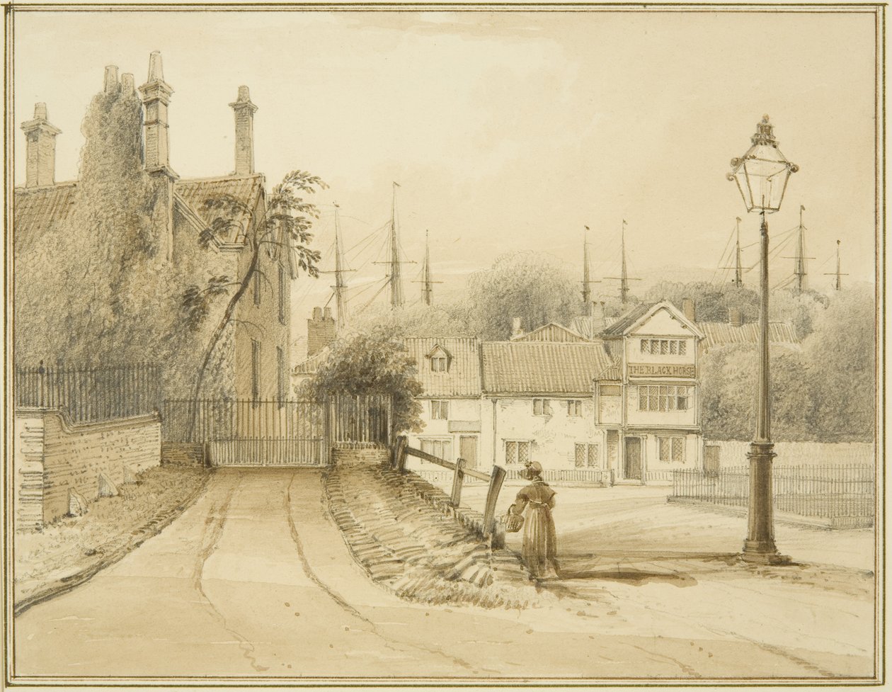 Lower College Green lub College Square (akwarela na papierze) autorstwa Thomas Leeson the Elder Rowbotham