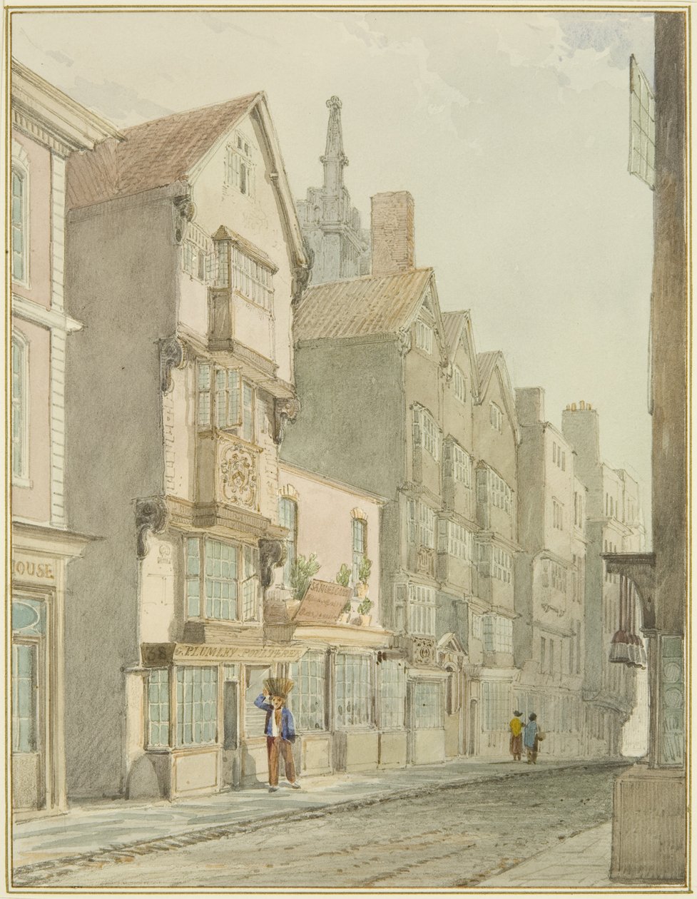 Ulica Mary-le-Port (akwarela na papierze) autorstwa Thomas Leeson the Elder Rowbotham