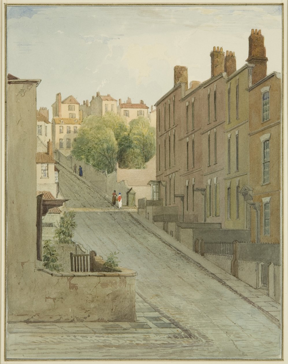 Montague Street i domy na Kingsdown (ołówek i akwarela na papierze) autorstwa Thomas Leeson the Elder Rowbotham